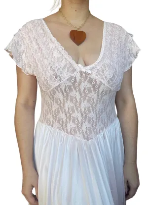 60s Pale Pink Lace Slip Dress (M)