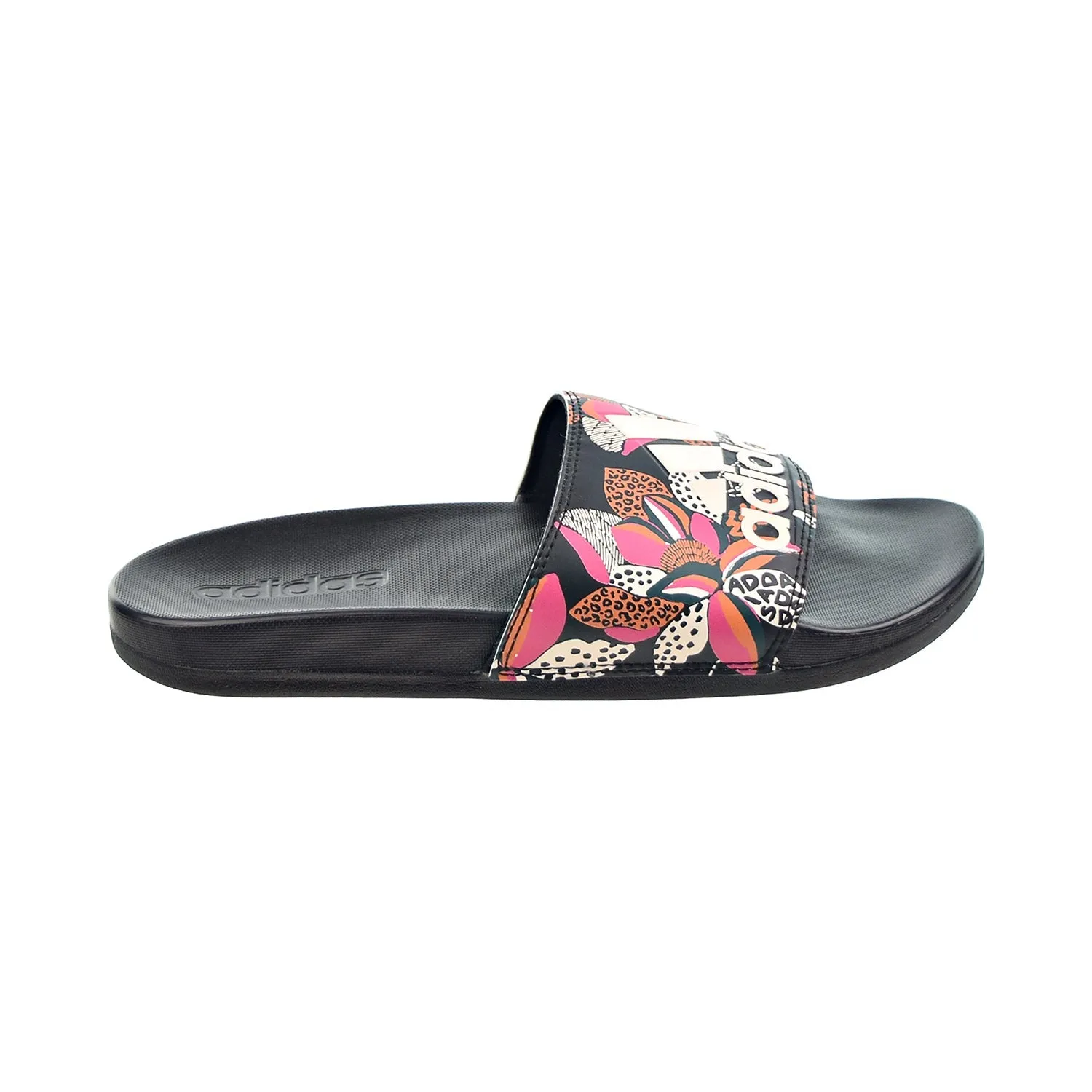 Adidas Adilette Comfort Women's Slides Core Black-Wonder White-Pink Floral