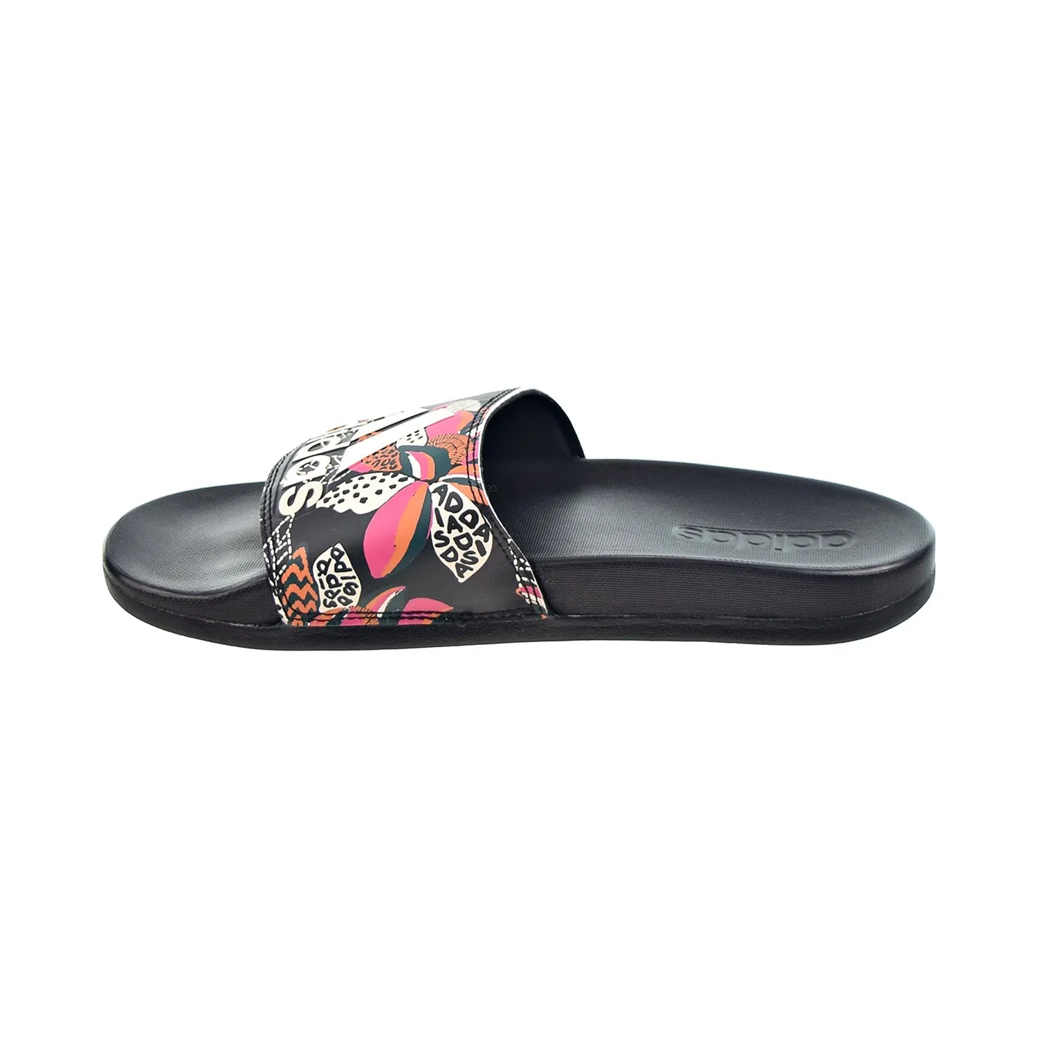 Adidas Adilette Comfort Women's Slides Core Black-Wonder White-Pink Floral