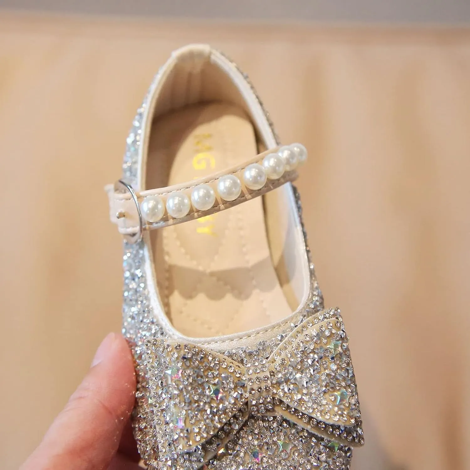 Black Shoes for Girls,Fashion Autumn Girls Casual Shoes Rhinestone Sequin Bow Buckle Dress Shoes Dance Shoes