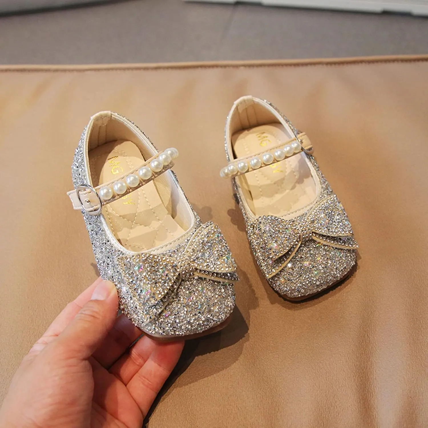 Black Shoes for Girls,Fashion Autumn Girls Casual Shoes Rhinestone Sequin Bow Buckle Dress Shoes Dance Shoes