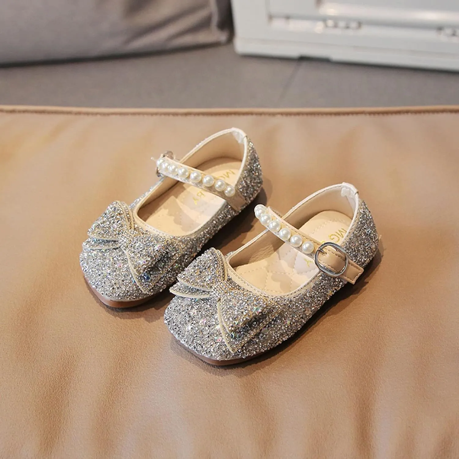 Black Shoes for Girls,Fashion Autumn Girls Casual Shoes Rhinestone Sequin Bow Buckle Dress Shoes Dance Shoes