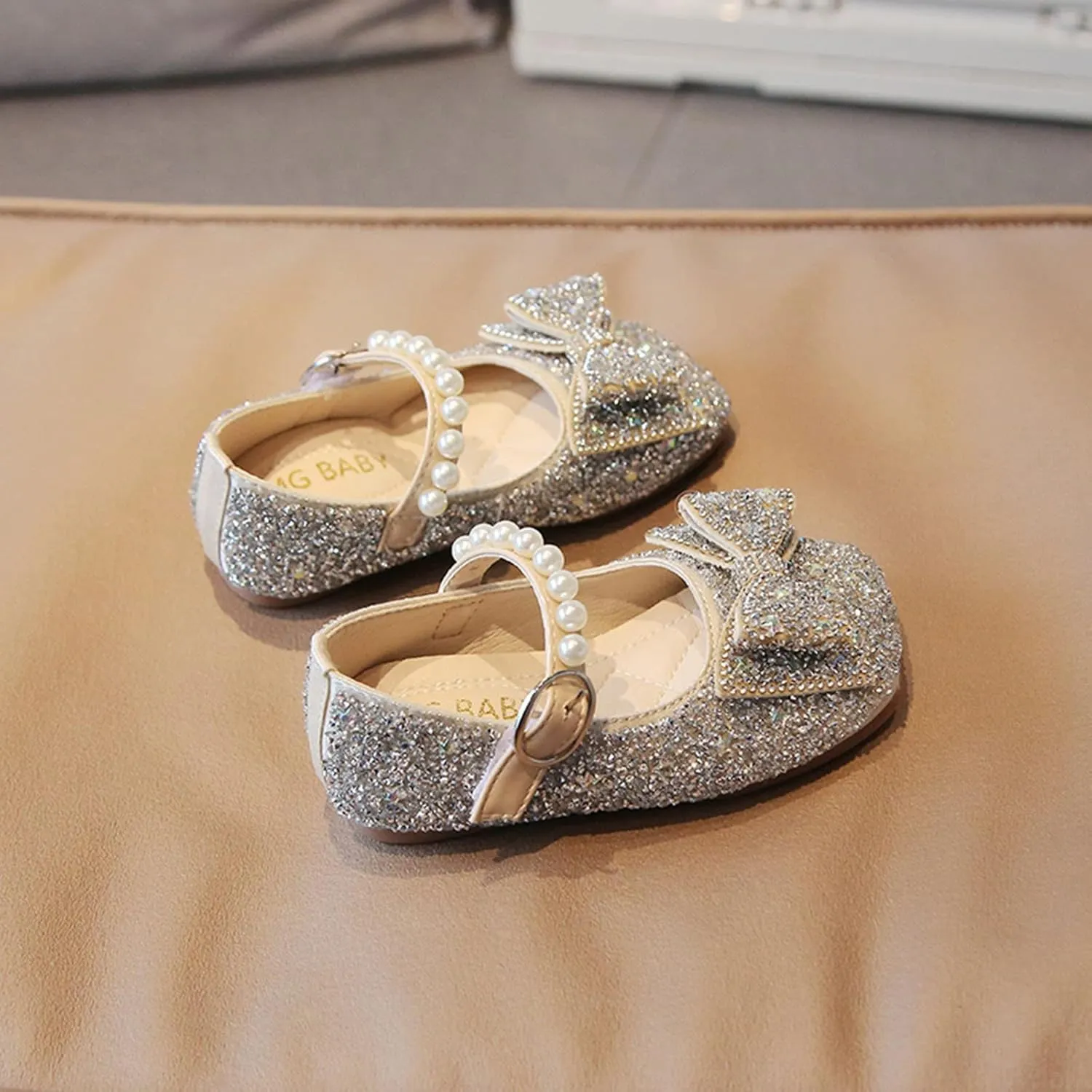 Black Shoes for Girls,Fashion Autumn Girls Casual Shoes Rhinestone Sequin Bow Buckle Dress Shoes Dance Shoes