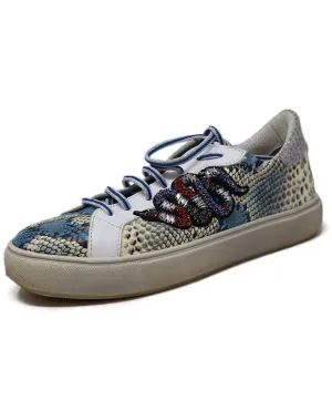 Blue & White Snakeskin Rhinestone Sneakers sz 8