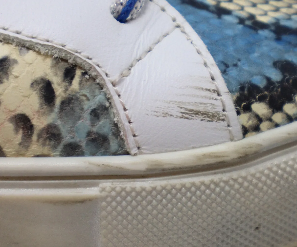 Blue & White Snakeskin Rhinestone Sneakers sz 8