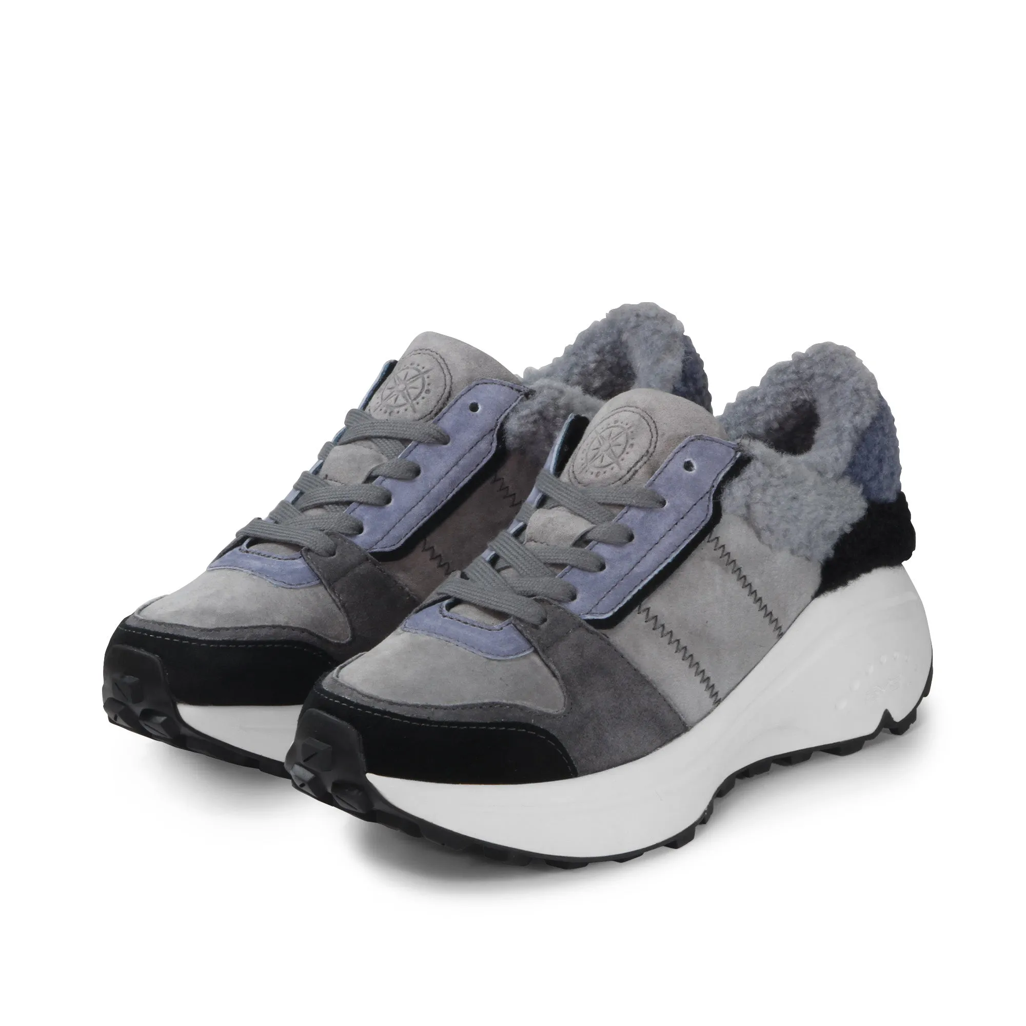 BMS Furry Laceup Sneakers (Rock)