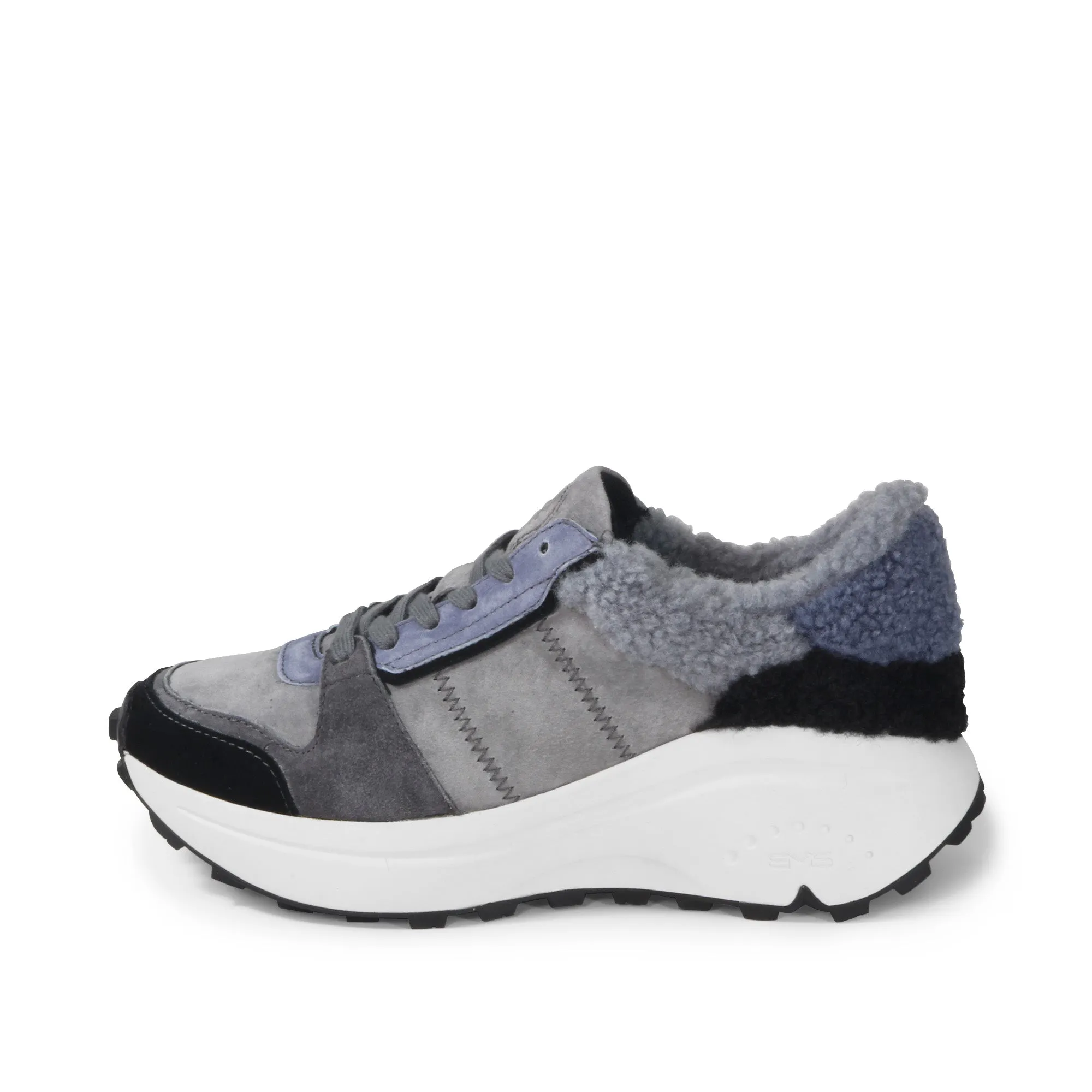 BMS Furry Laceup Sneakers (Rock)