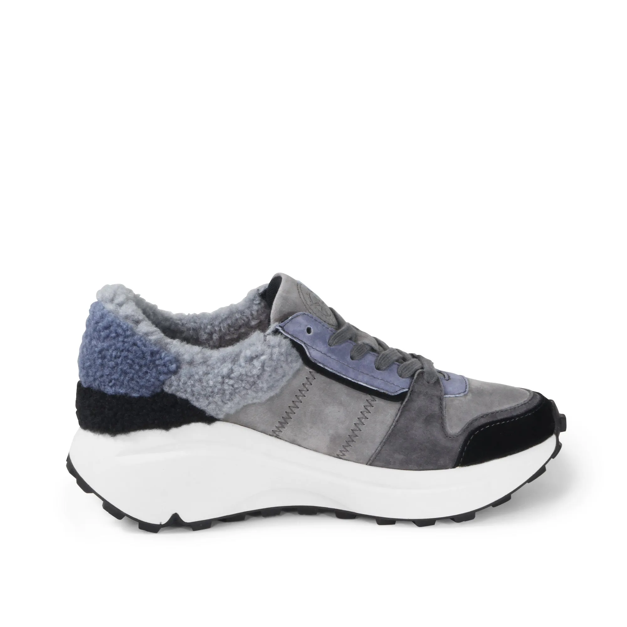 BMS Furry Laceup Sneakers (Rock)