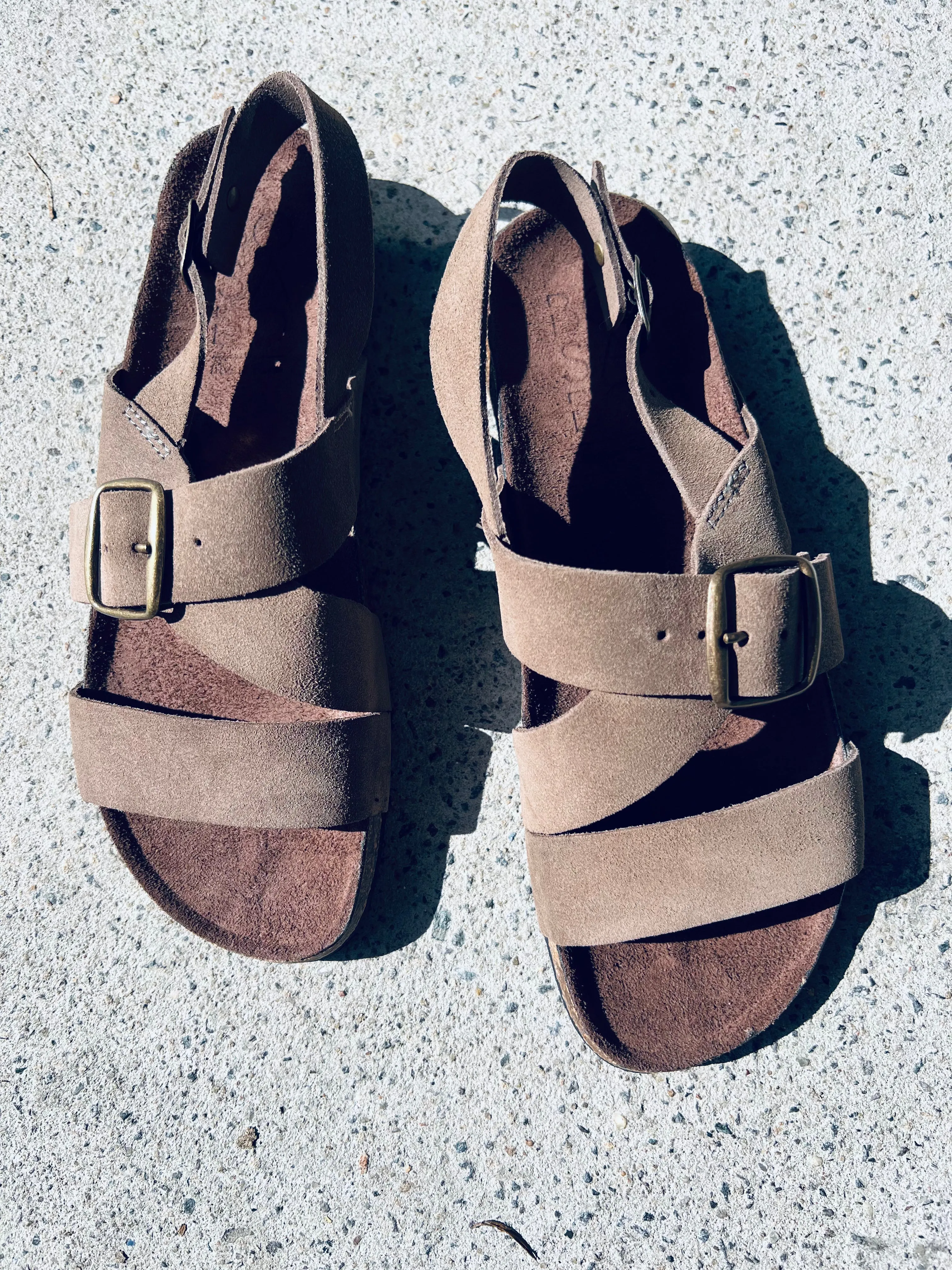Bosabo Taupe Suede Sandals