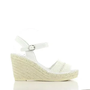 Calzanor 743 White Slingback Wedge Espadrilles