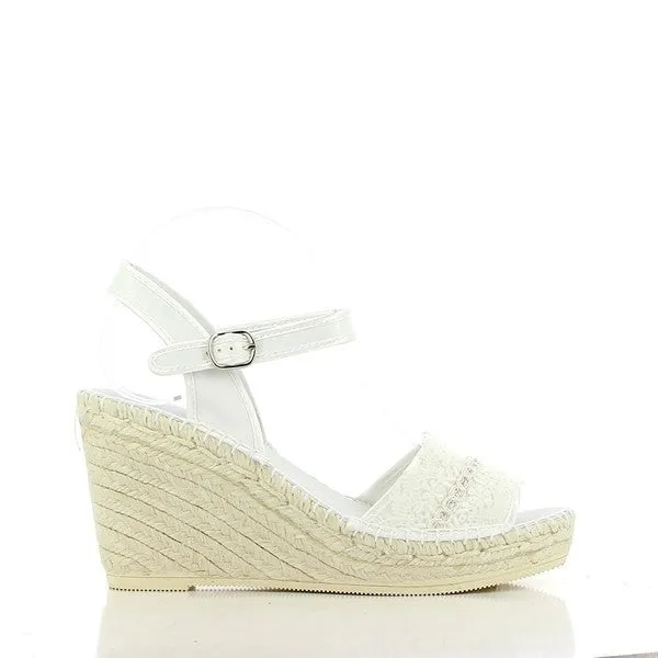 Calzanor 743 White Slingback Wedge Espadrilles