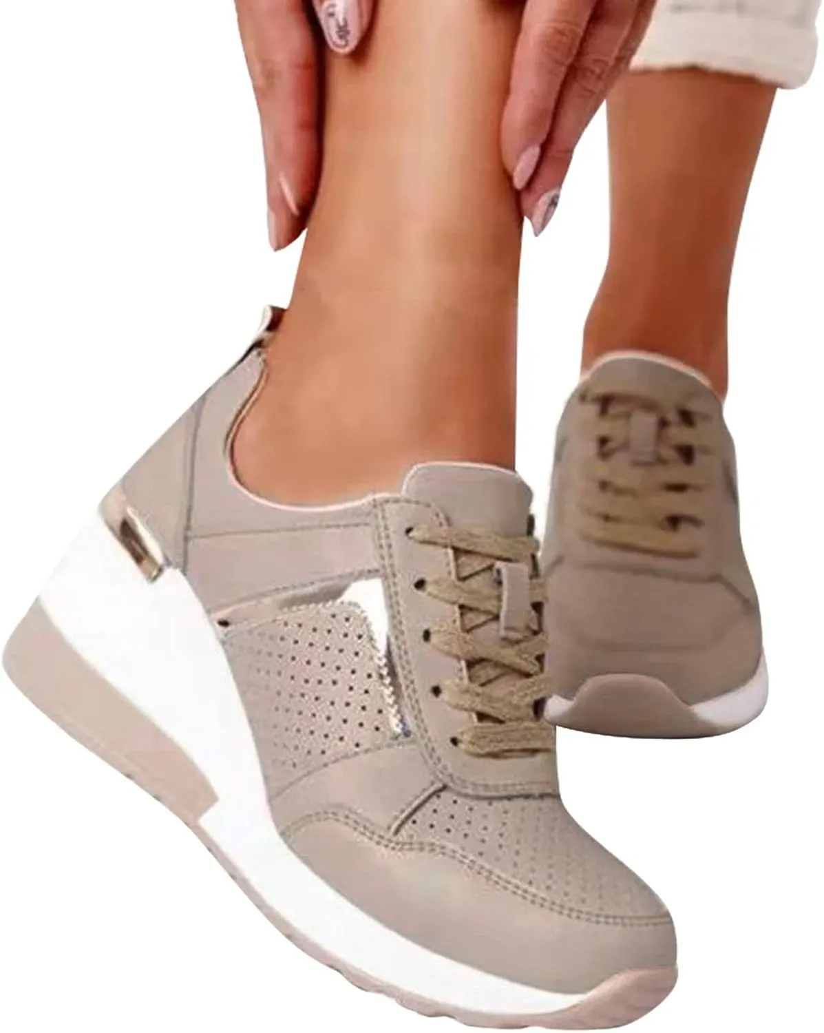 Cathalem Sneakers for Women Slip On Walking Shoes with Arch Support Running Sneakers Non Slip Breathable Tennis Shoes