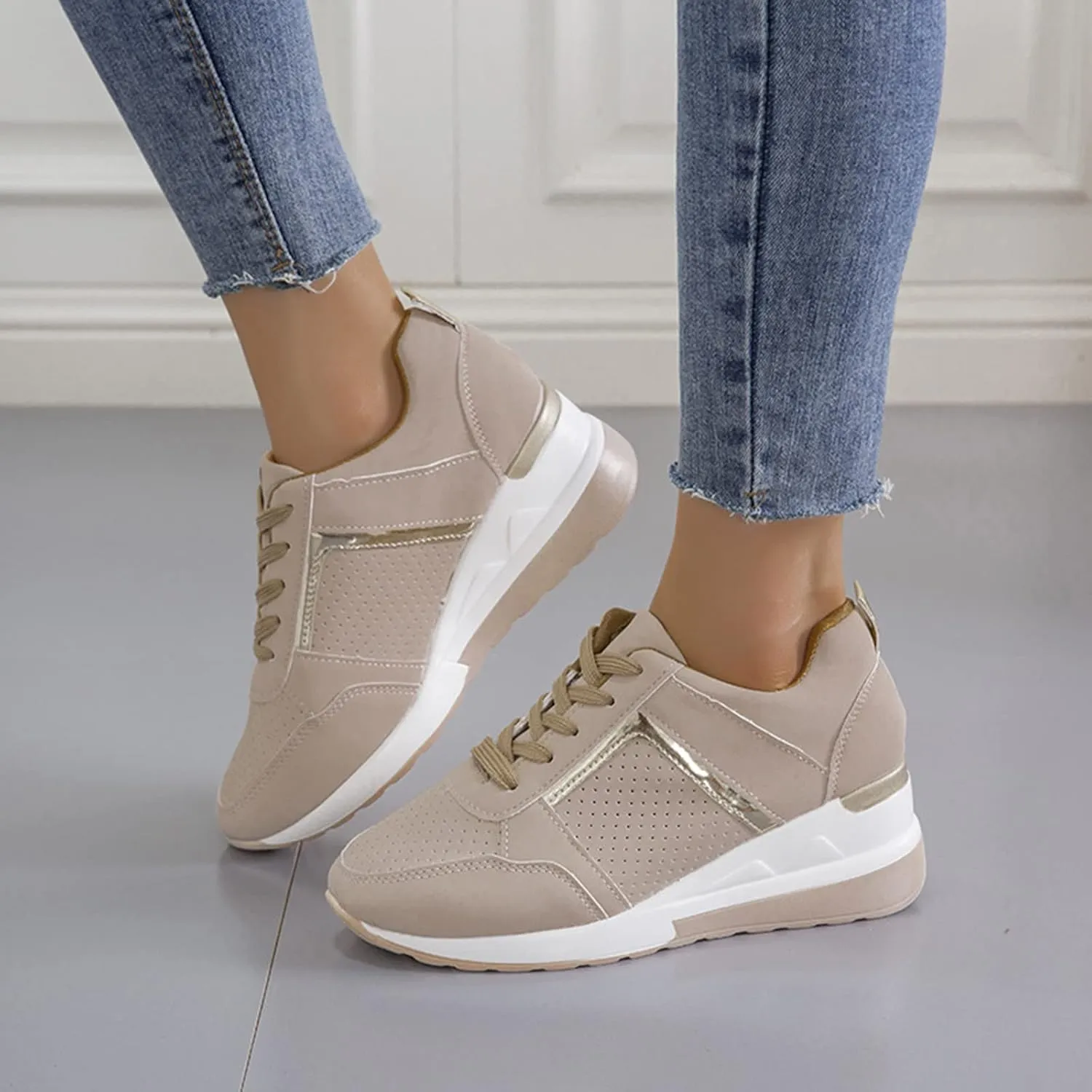 Cathalem Sneakers for Women Slip On Walking Shoes with Arch Support Running Sneakers Non Slip Breathable Tennis Shoes