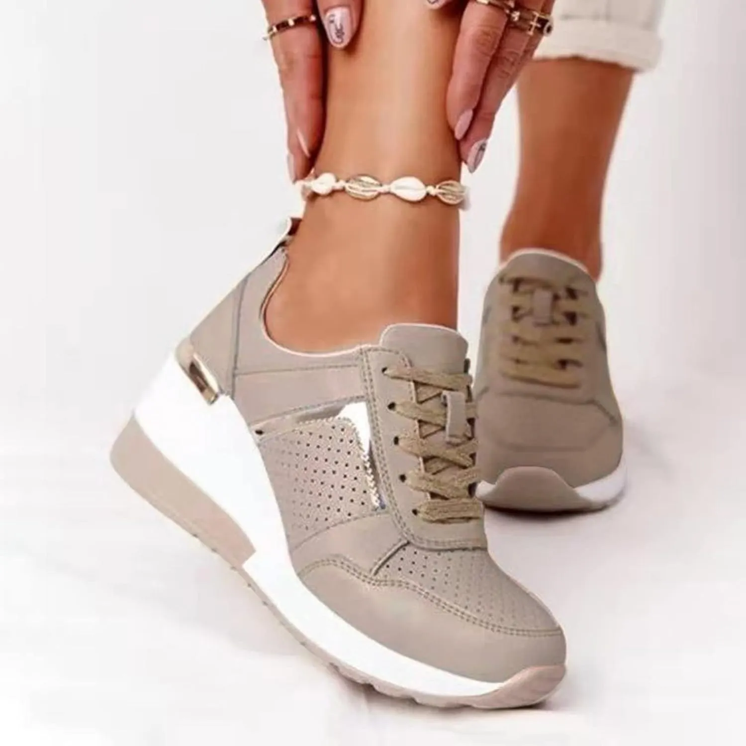 Cathalem Sneakers for Women Slip On Walking Shoes with Arch Support Running Sneakers Non Slip Breathable Tennis Shoes