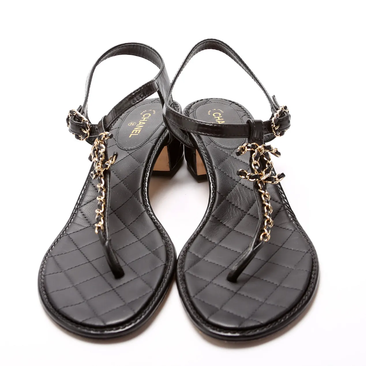 CC Chain T-Strap Sandals Size 42