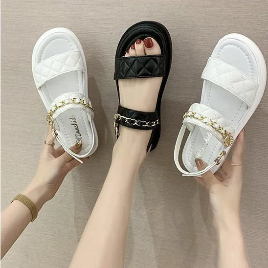 Chained Open Toe Buckle Sandals