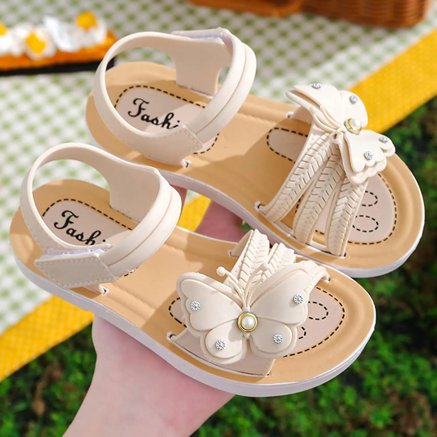 Children Girls Sandals Summer Beach Outdoor Bowknot Soft Sole Non Slip Toddler Princess Dress Flat Walking Shoes (White, 3-3.5 Years Toddler)