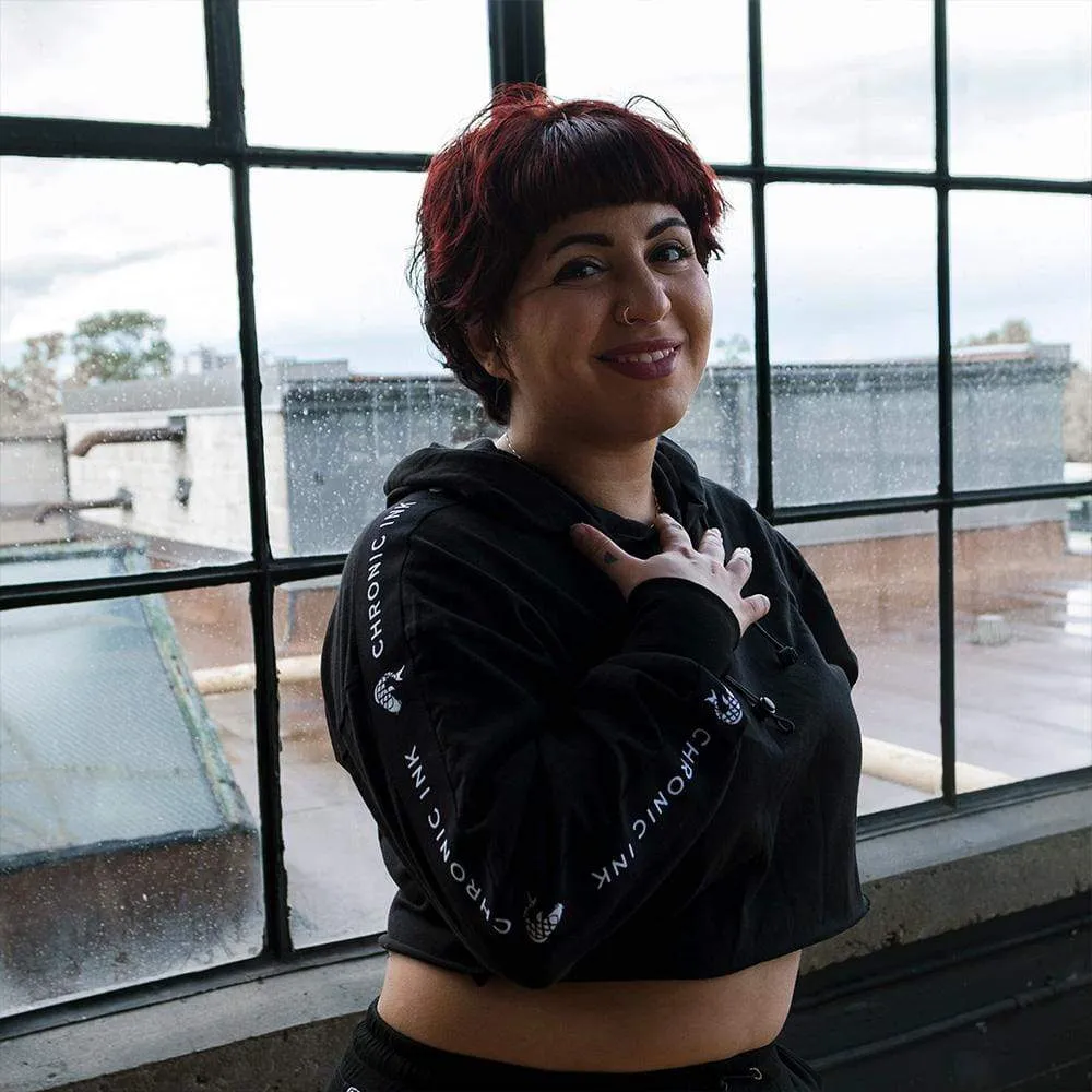 Chronic Ink Cropped Hoodie - Black