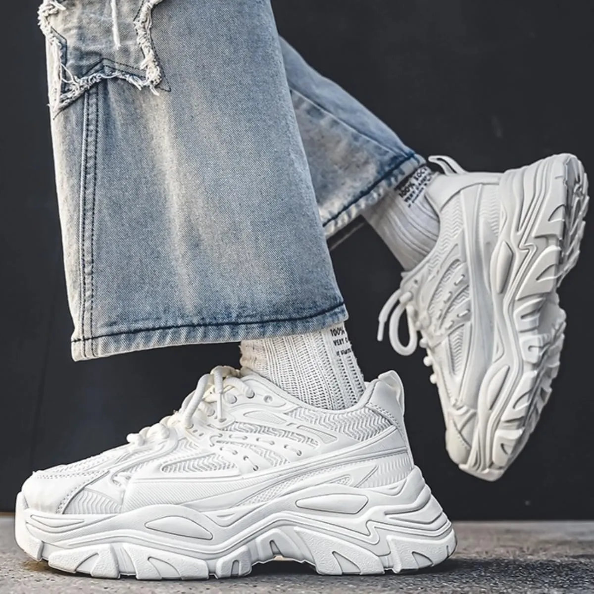 Chunky Sneakers for Women Flat Platform 4cm Walking Shoes Thick Sole Comfortable Dad Shoes