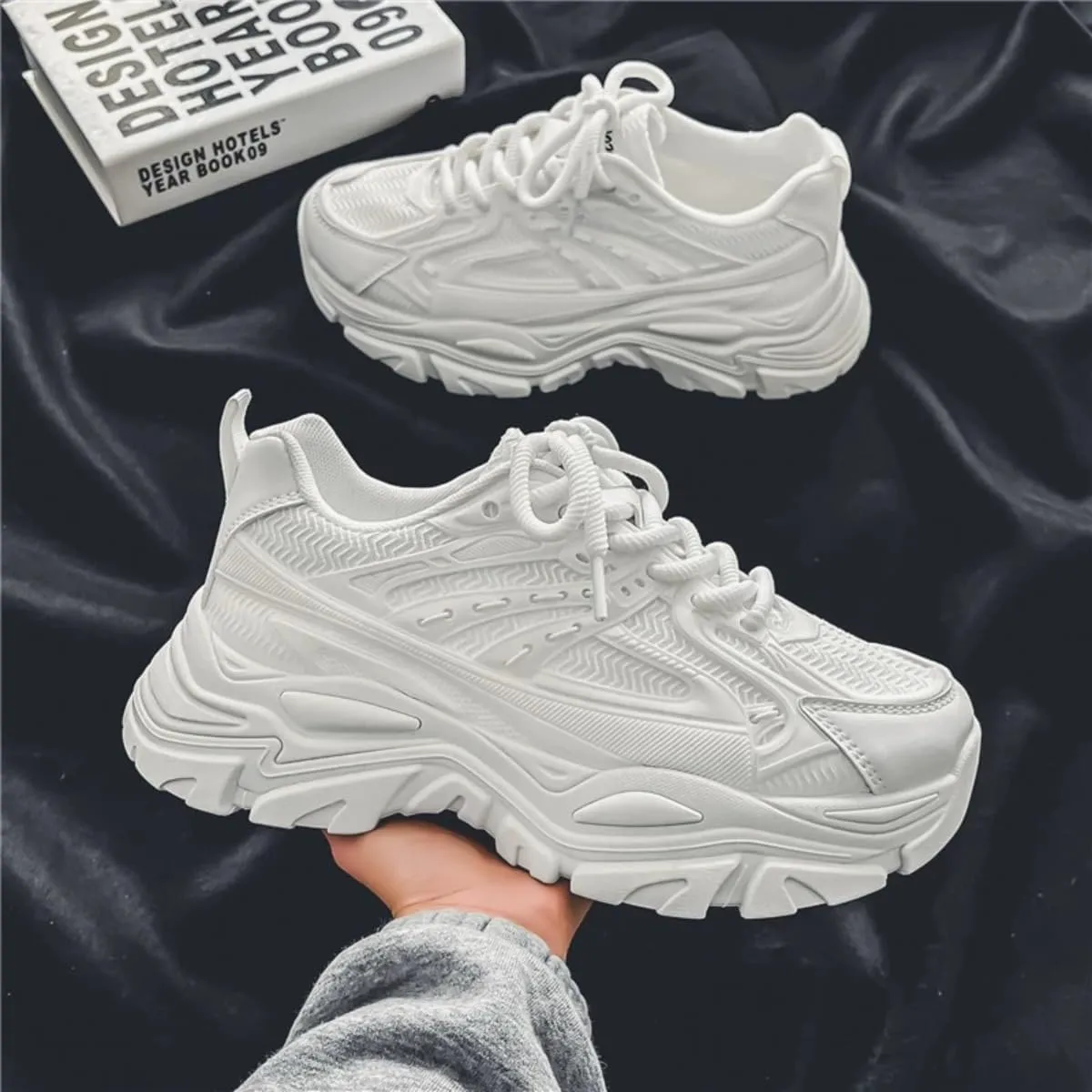 Chunky Sneakers for Women Flat Platform 4cm Walking Shoes Thick Sole Comfortable Dad Shoes