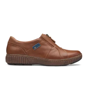 Clarks Magnolia Zip Slip On (Women) - Dark Tan Leather