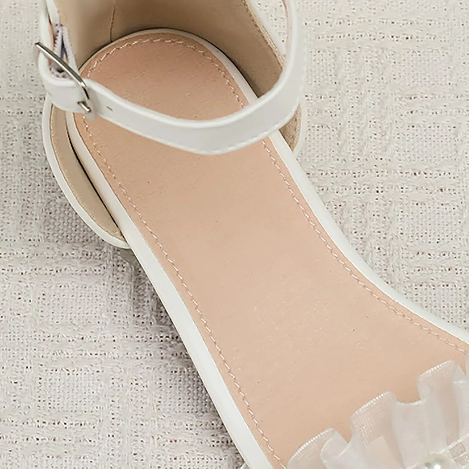 Comfortable Boys Kids Sandals Outdoor Shoes Girls High Heel Sandals Soft Sole Crystal Heel Lace Pearl Korean Version Princess For Middle And Large Children