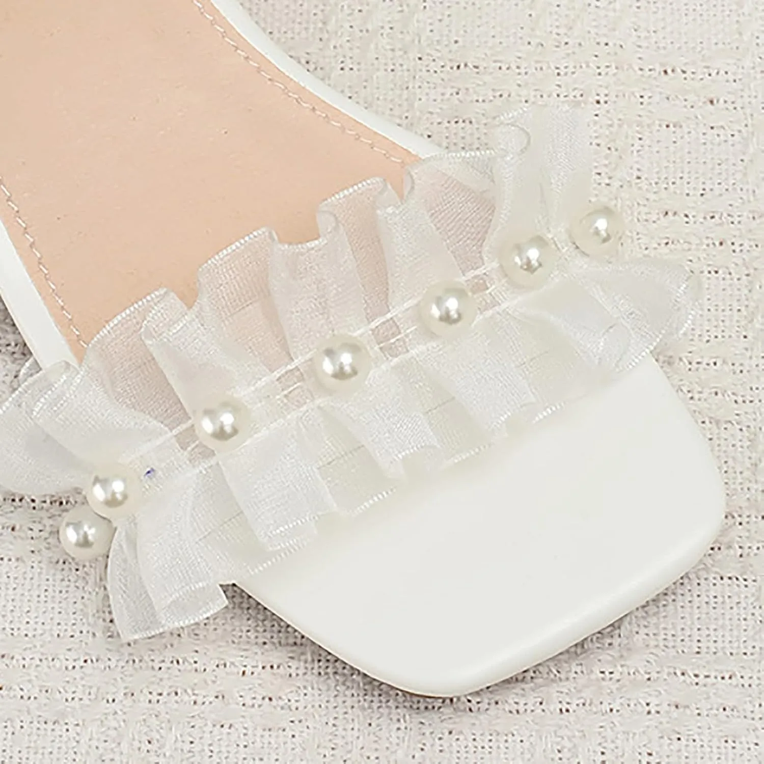 Comfortable Boys Kids Sandals Outdoor Shoes Girls High Heel Sandals Soft Sole Crystal Heel Lace Pearl Korean Version Princess For Middle And Large Children