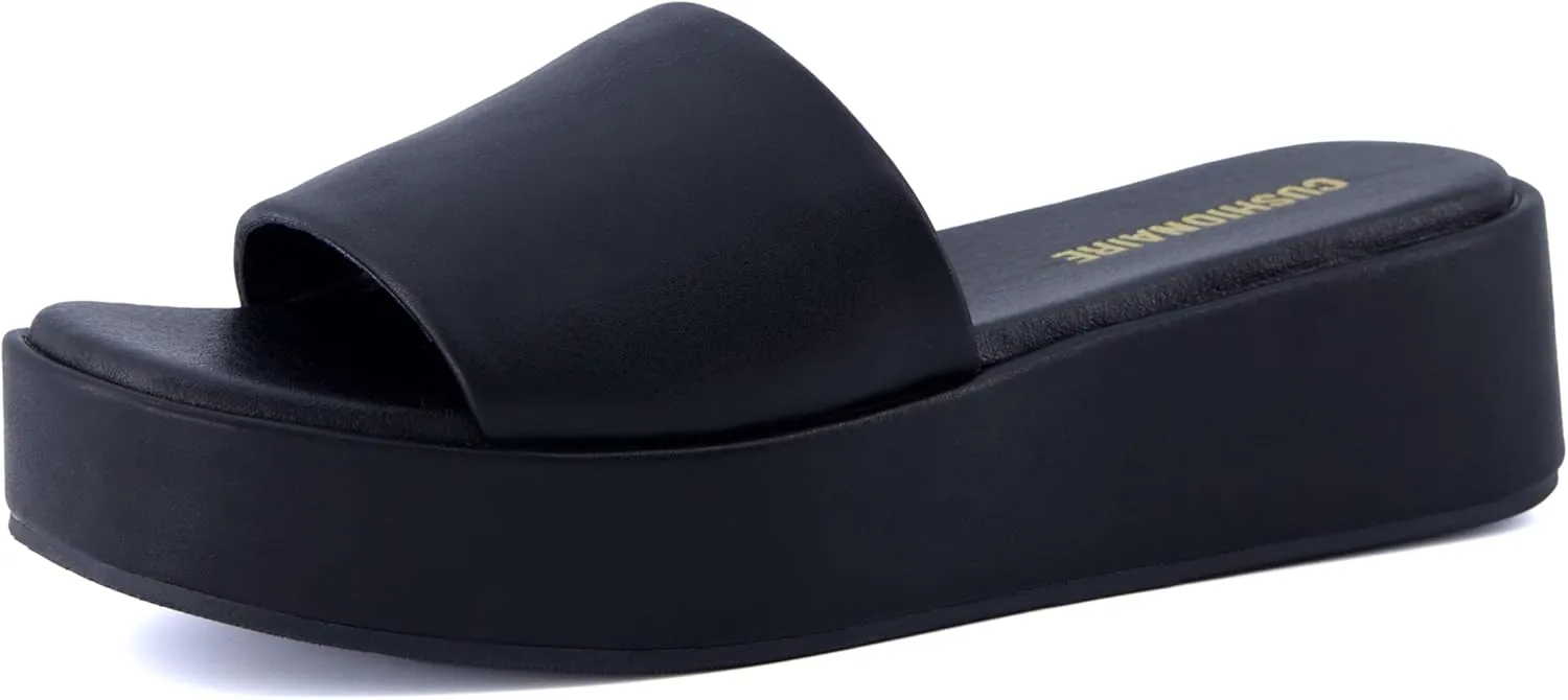 CUSHIONAIRE KUDOS Womens Platform Sandals  Wedge Sandals for Women, Comfortable Slip-On Shoes, Dressy Summer Sandals with Cushioned Footbed
