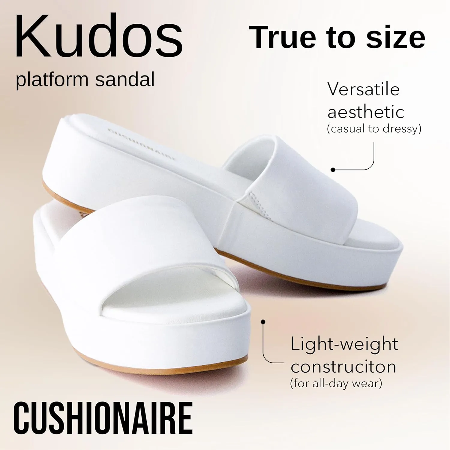 CUSHIONAIRE KUDOS Womens Platform Sandals  Wedge Sandals for Women, Comfortable Slip-On Shoes, Dressy Summer Sandals with Cushioned Footbed