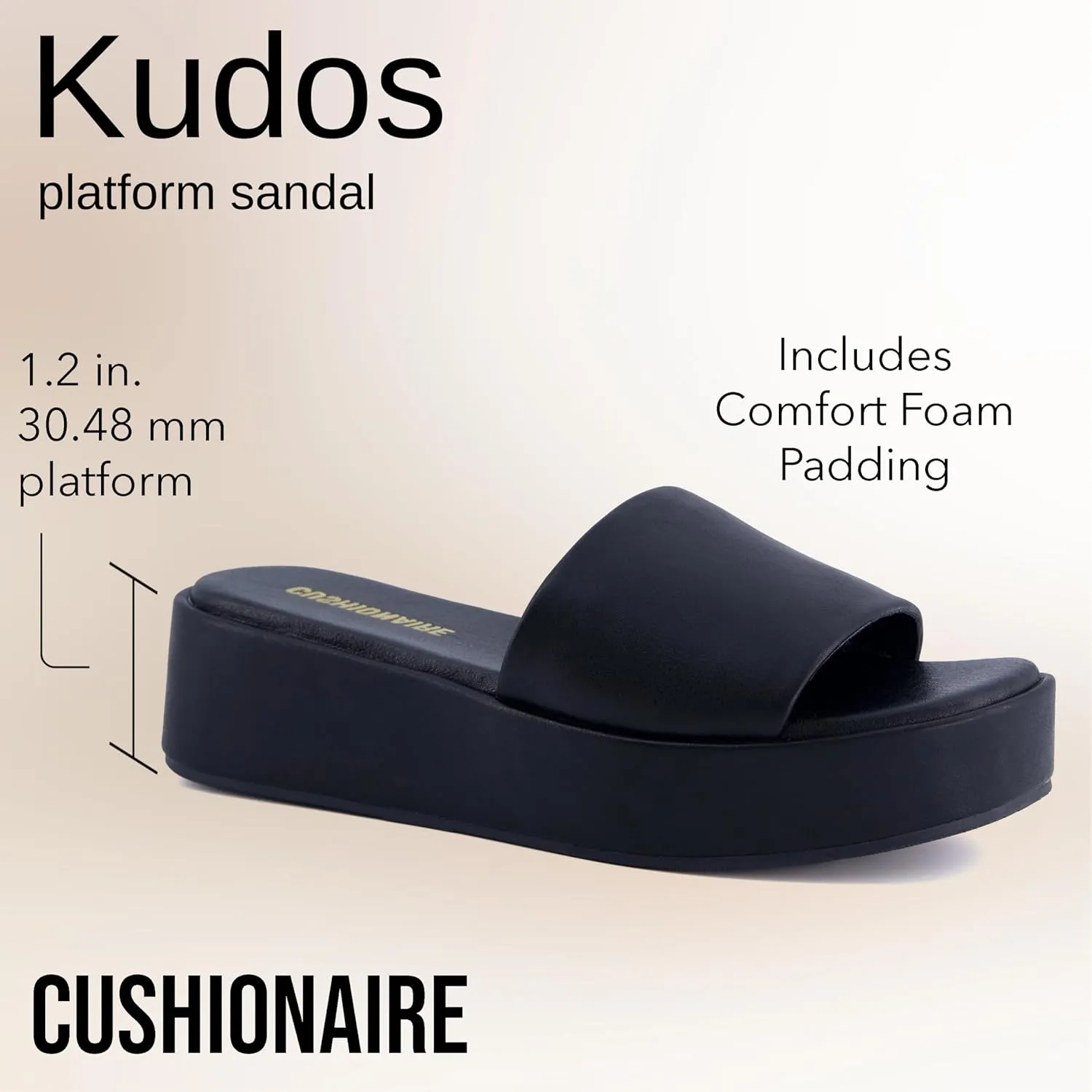 CUSHIONAIRE KUDOS Womens Platform Sandals  Wedge Sandals for Women, Comfortable Slip-On Shoes, Dressy Summer Sandals with Cushioned Footbed