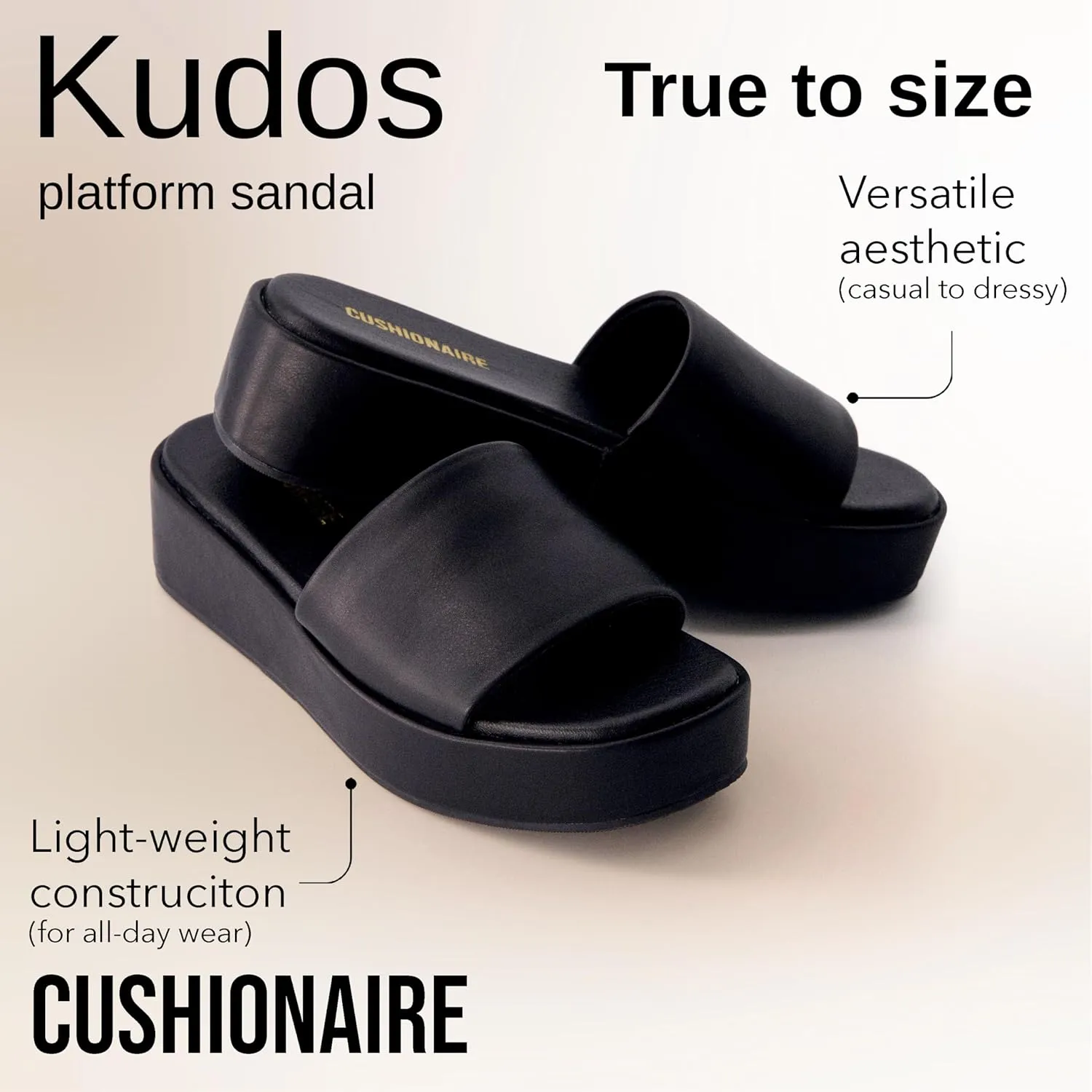 CUSHIONAIRE KUDOS Womens Platform Sandals  Wedge Sandals for Women, Comfortable Slip-On Shoes, Dressy Summer Sandals with Cushioned Footbed