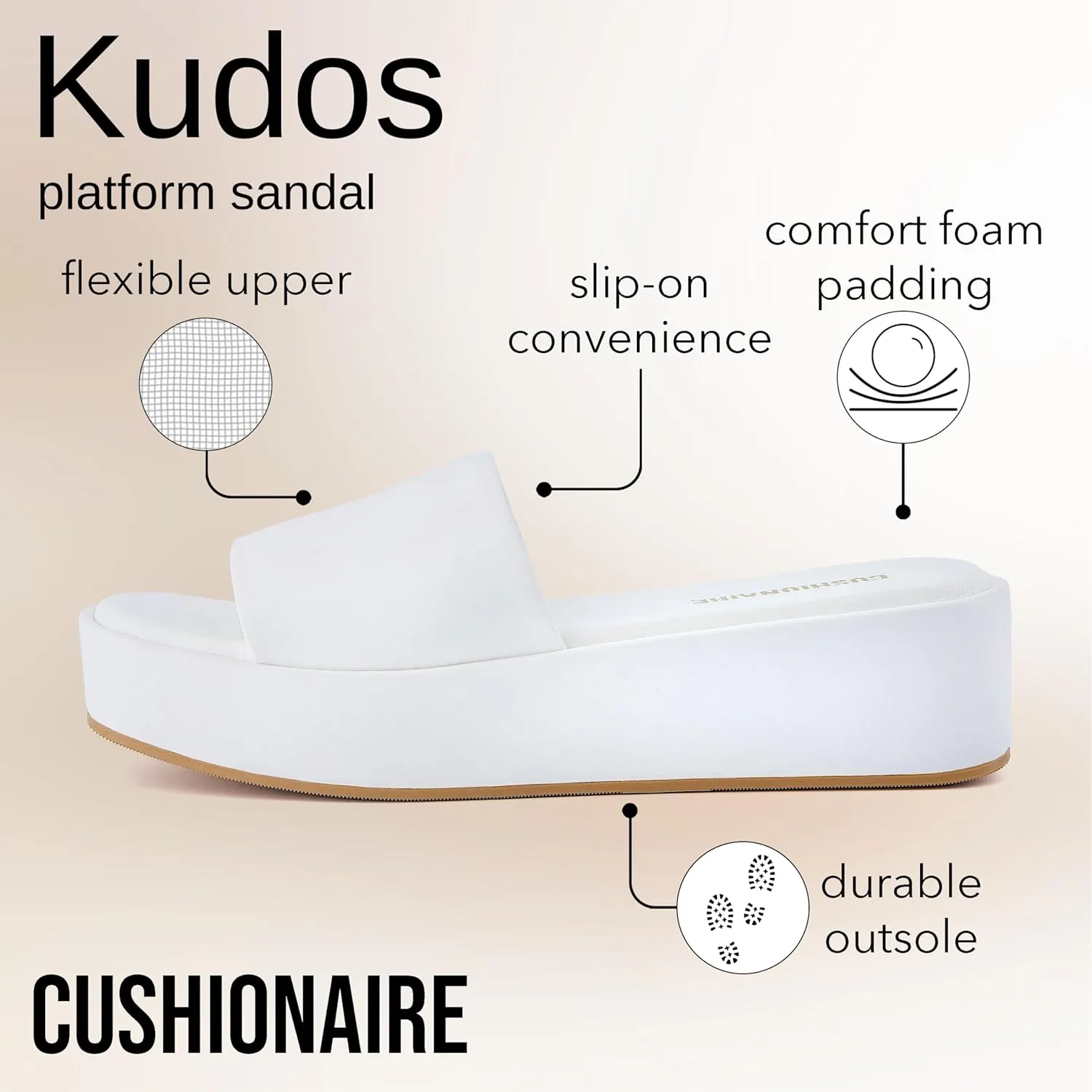 CUSHIONAIRE KUDOS Womens Platform Sandals  Wedge Sandals for Women, Comfortable Slip-On Shoes, Dressy Summer Sandals with Cushioned Footbed