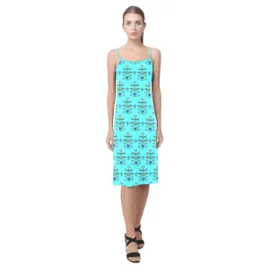 Dakota Damask Turquoise Alcestis Slip Dress