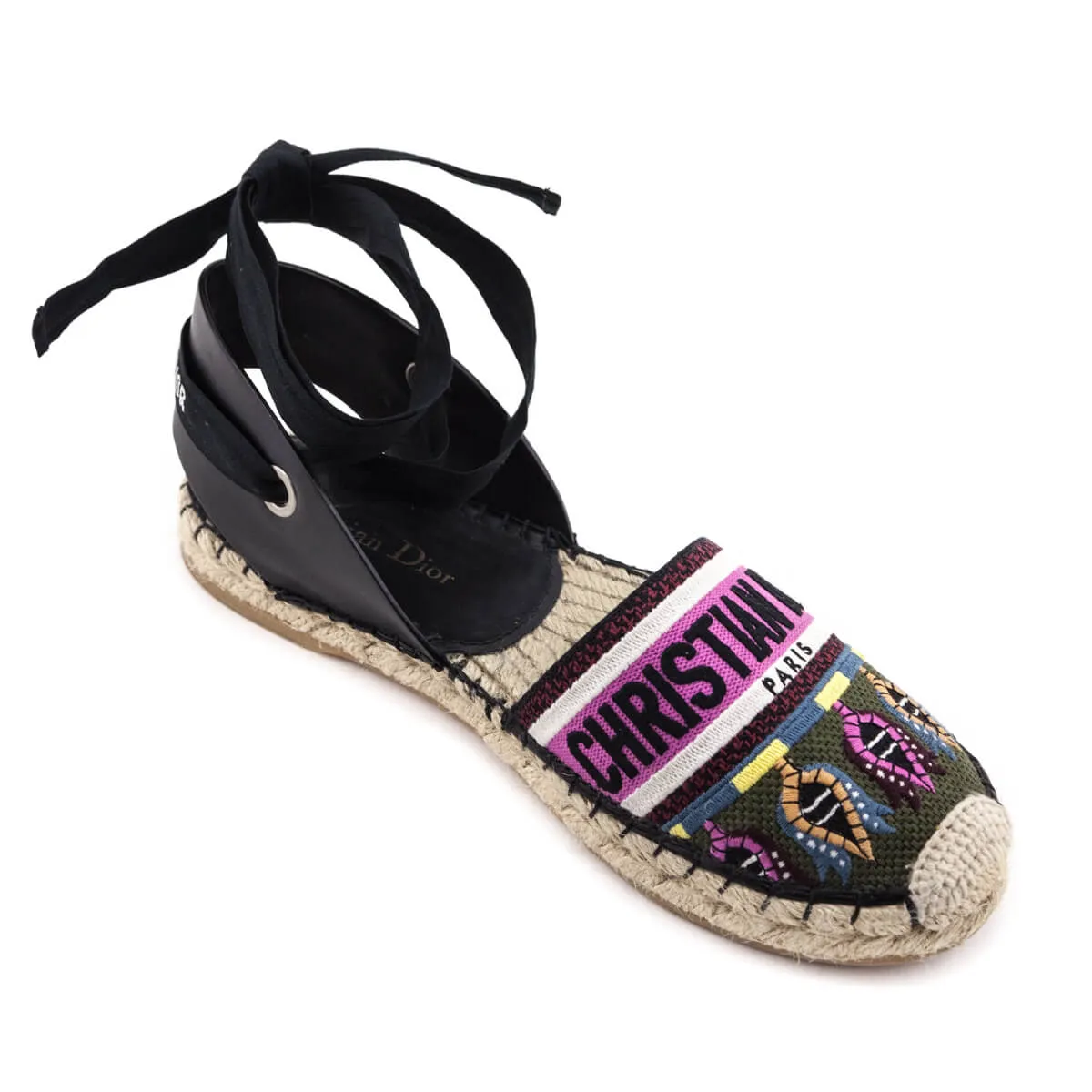 Dior Khaki & Pink Canvas Espadrilles Size US 9 | EU 39