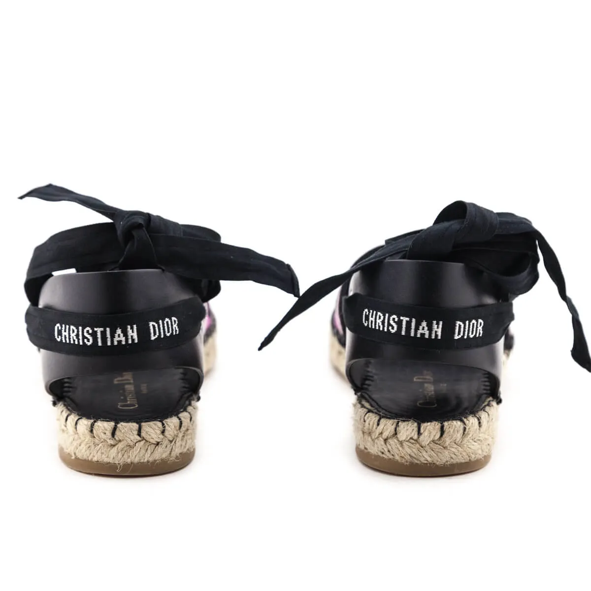 Dior Khaki & Pink Canvas Espadrilles Size US 9 | EU 39
