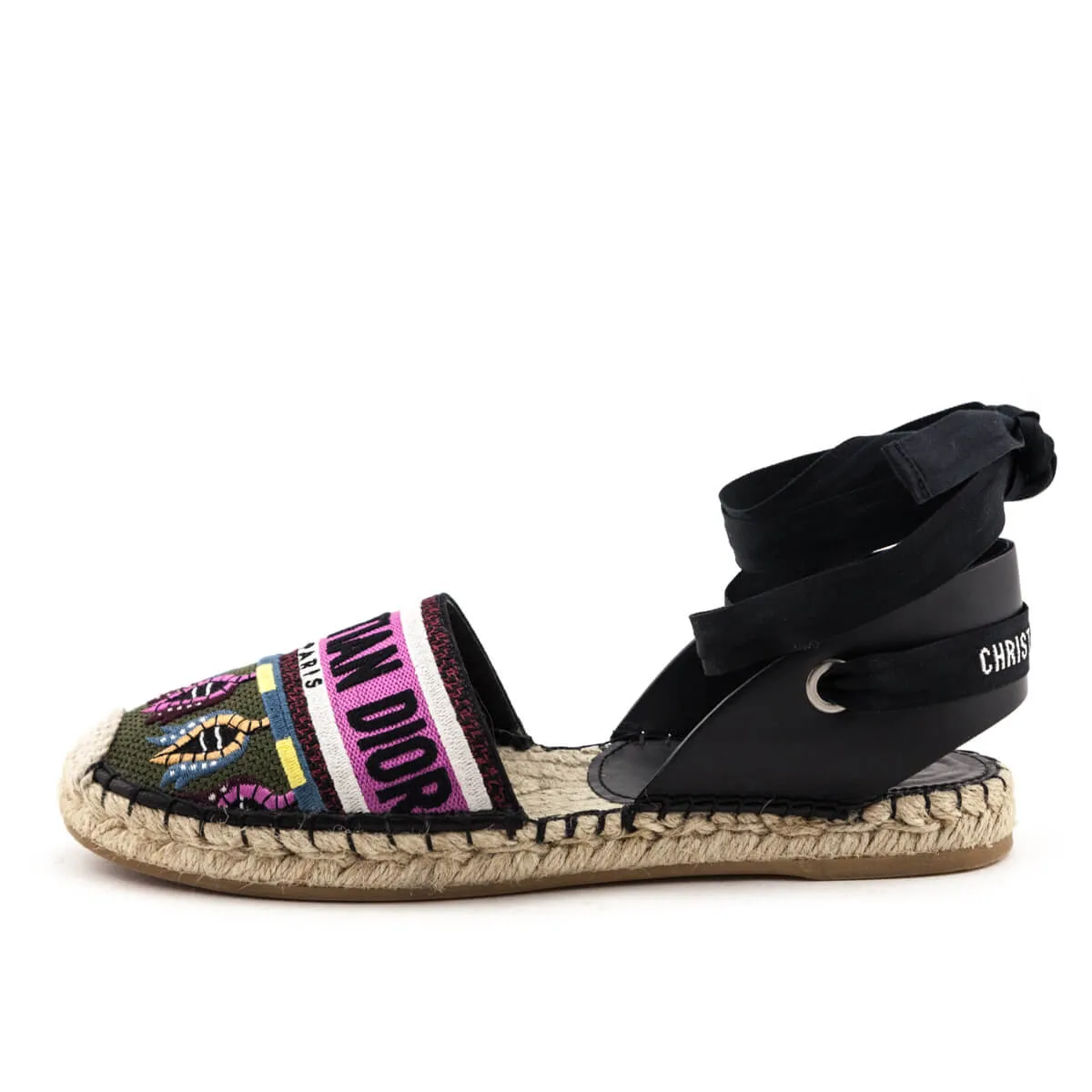 Dior Khaki & Pink Canvas Espadrilles Size US 9 | EU 39