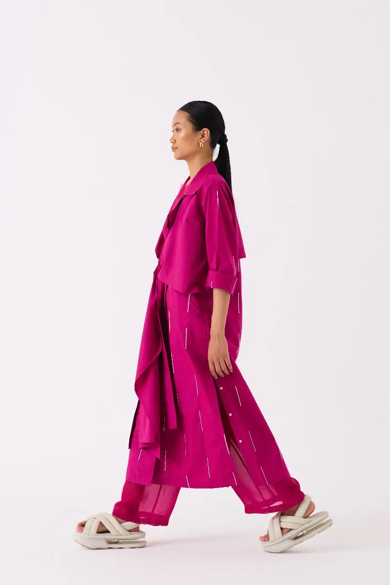 EMB Tie Jacket Fuschia