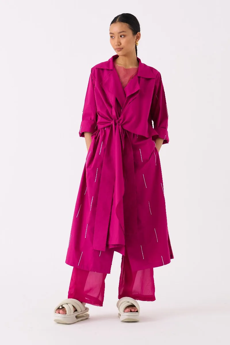 EMB Tie Jacket Fuschia