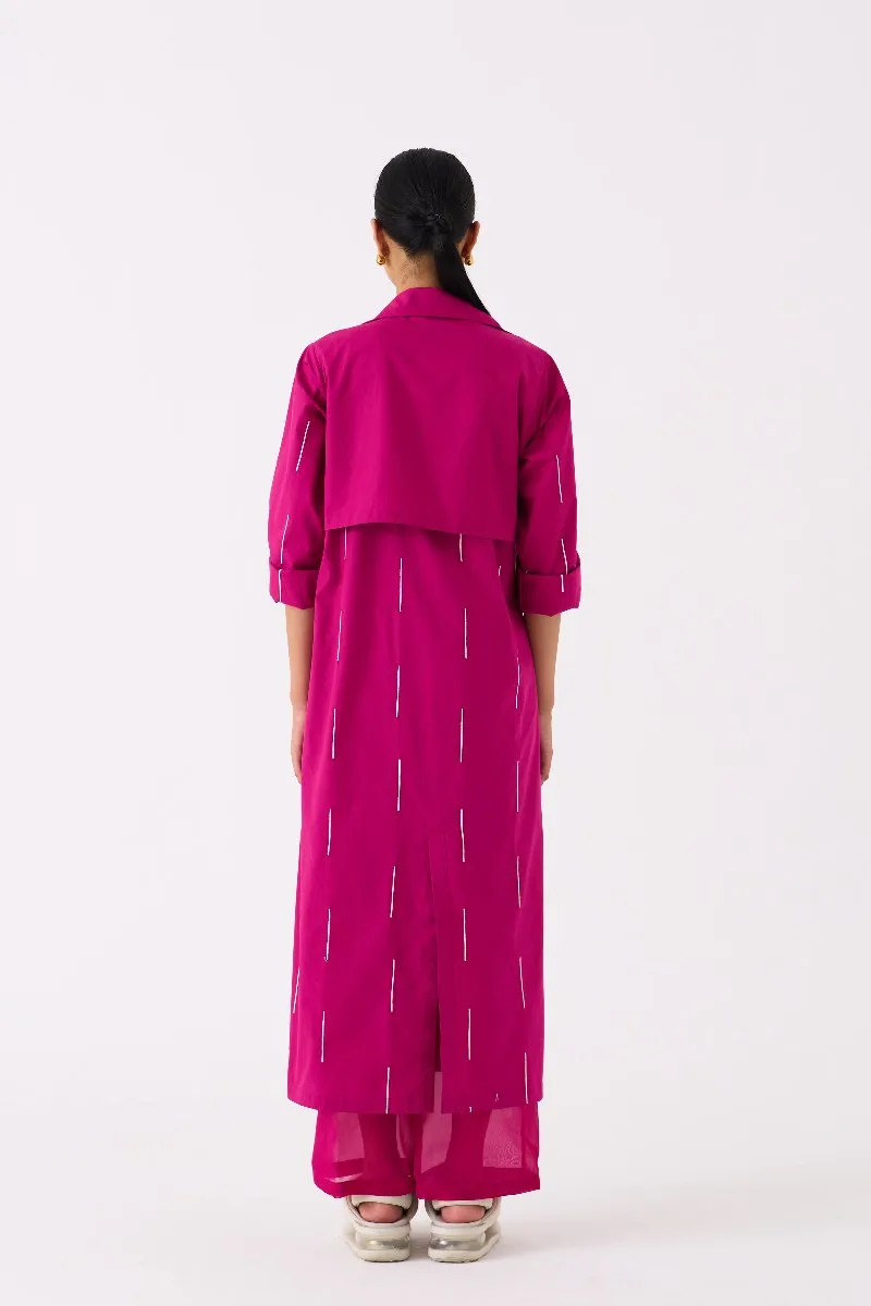 EMB Tie Jacket Fuschia