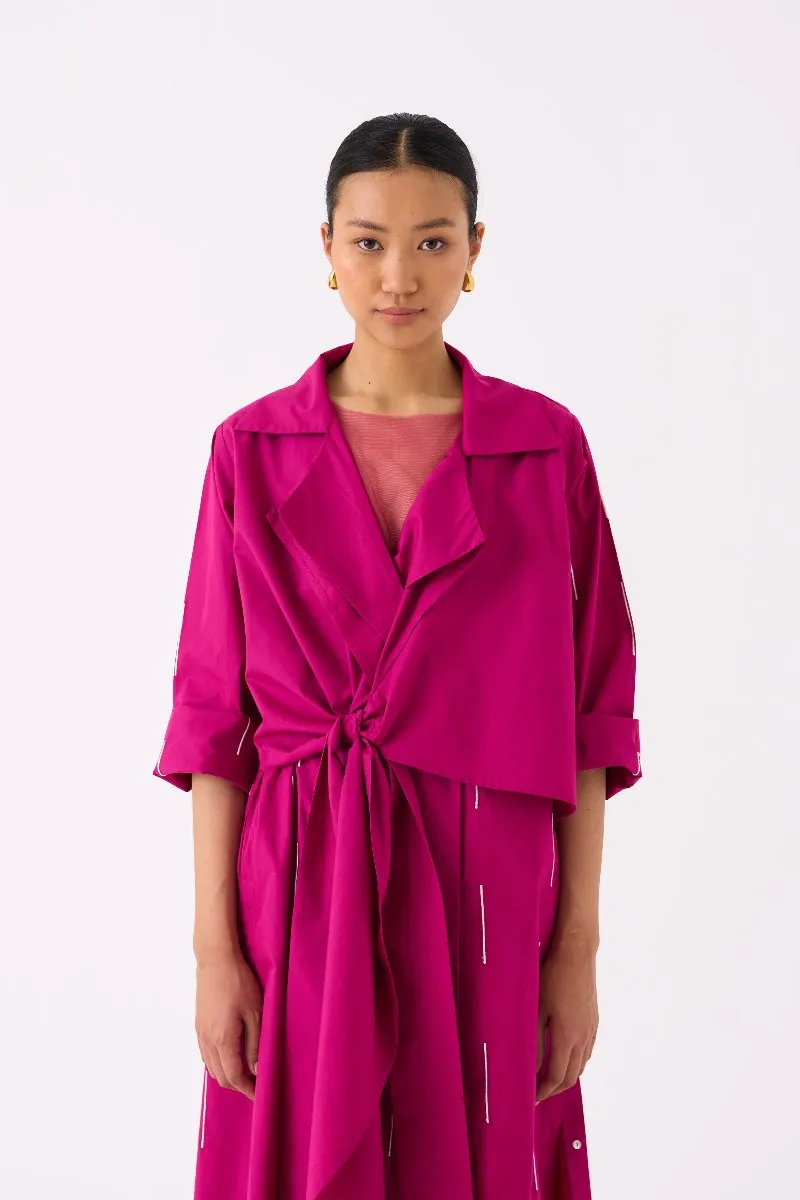 EMB Tie Jacket Fuschia