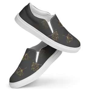 Fabulous Golden Leaves Canvas Shoes Womens Slip Ons