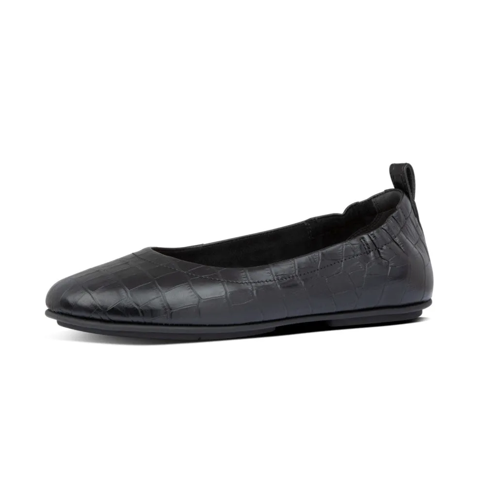FitFlop ALLEGRO Soft Leather Croco Ballet Pumps