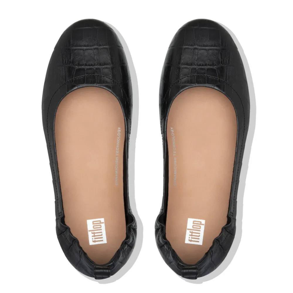 FitFlop ALLEGRO Soft Leather Croco Ballet Pumps