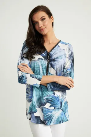 Floral Print Jewel Trim Top
