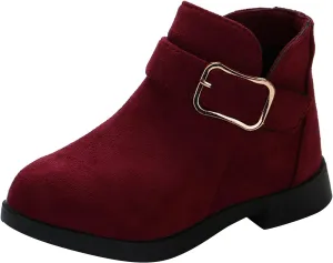 Girl Boots Kids Ankle Boots Warm Side Zipper Boots Low Heel Short Booties Winter Snow Boots Toddler Anti-Slip Shoes