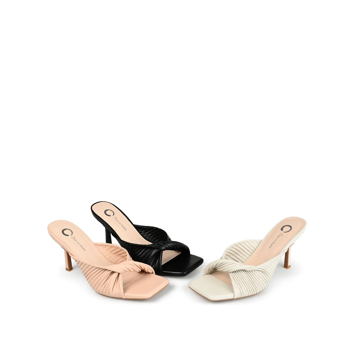 GREER MULE HEELS IN FAUX LEATHER