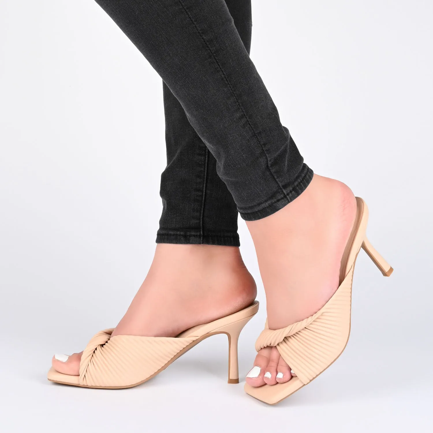 GREER MULE HEELS IN FAUX LEATHER