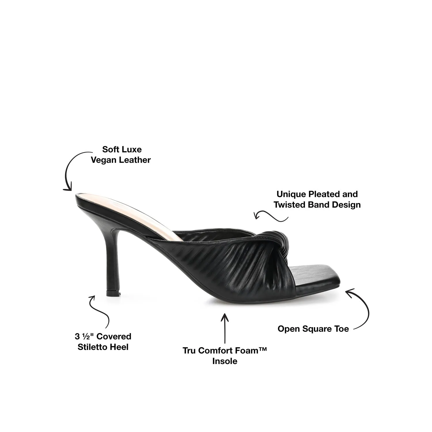 GREER MULE HEELS IN FAUX LEATHER