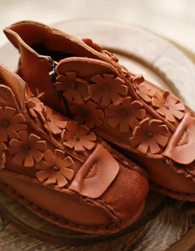 Handmade Chinese Style Soft Sole Flat Short Boots