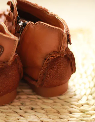 Handmade Chinese Style Soft Sole Flat Short Boots